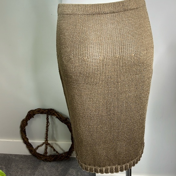 Casa Kaos Olive Rayon & Cotton Knit Pencil Skirt - Picture 2 of 4